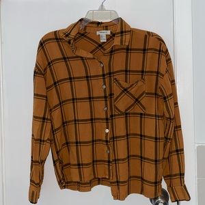 Forever 21 Mustard Brown Button-Up Flanel